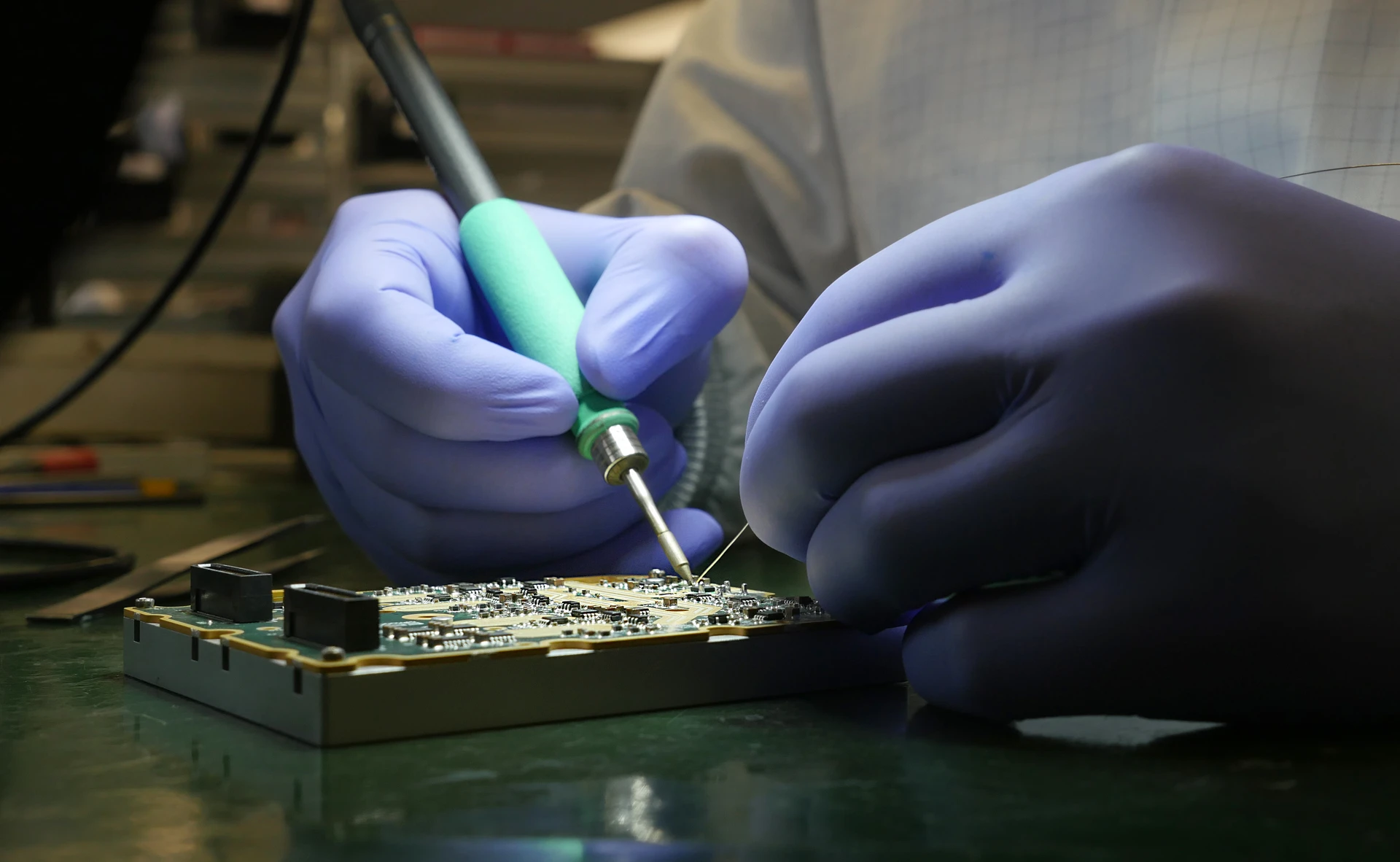 Soldering on a product during production