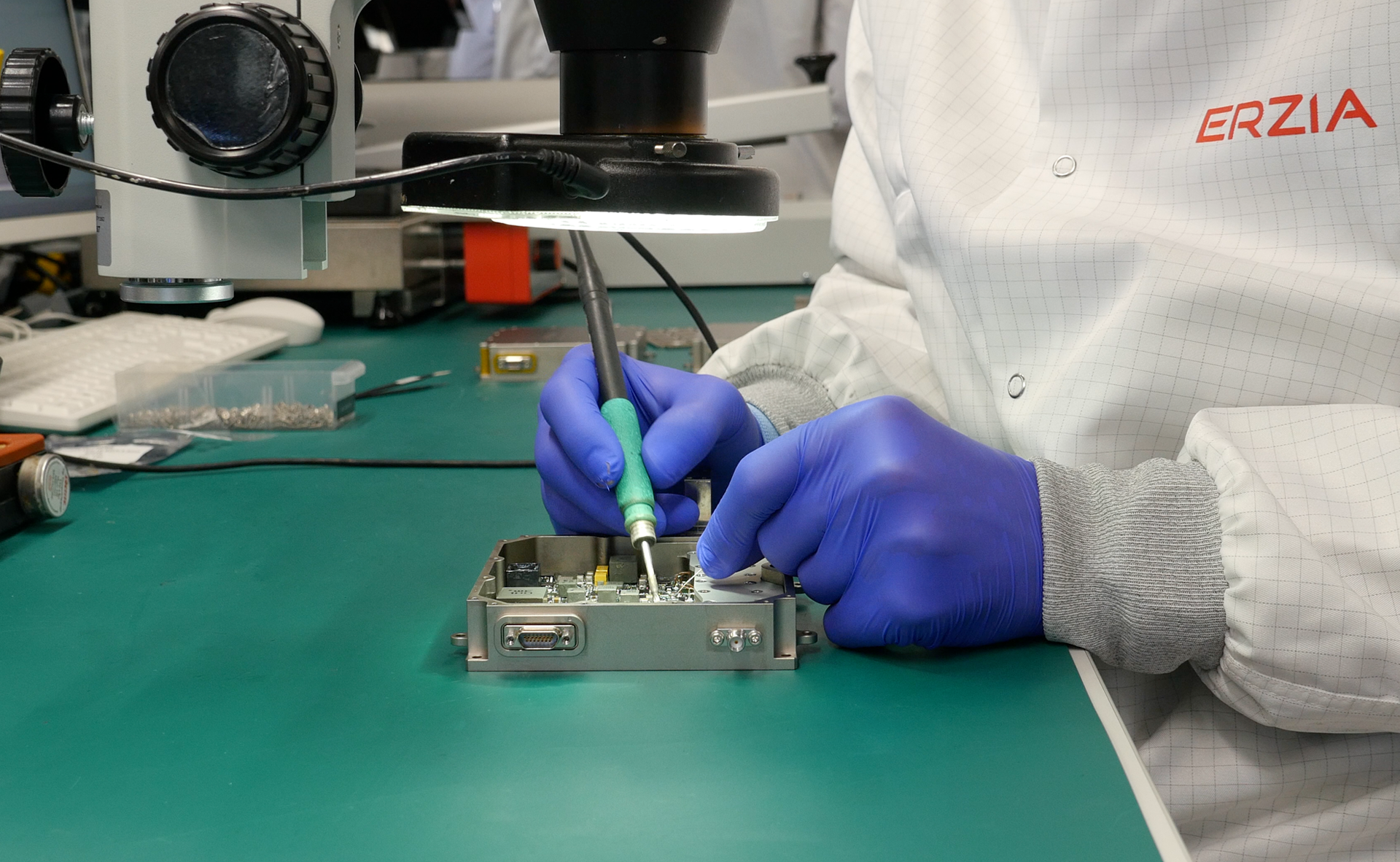 Soldering on a product during production